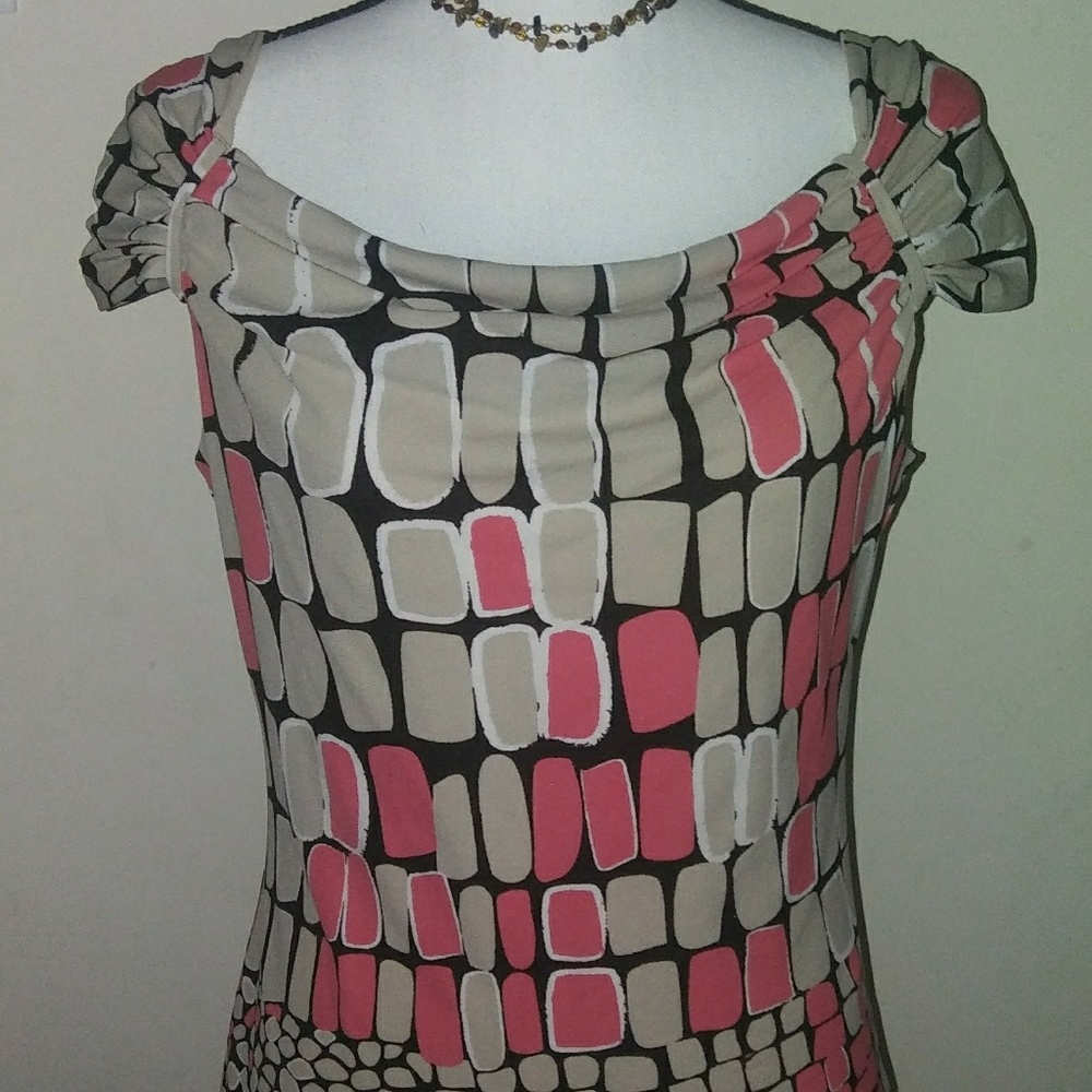 Taupe, orange and brown top (SOLD)